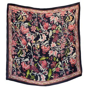 NWT Navy Blue Floral 100% Silk Bandana